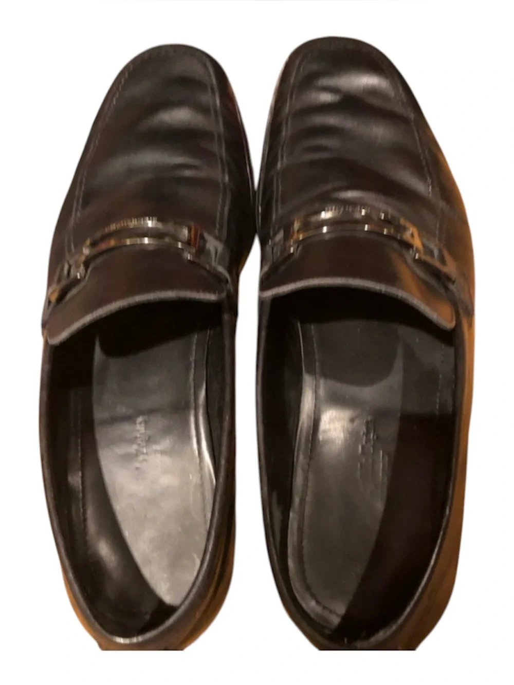 Ermenegildo Zegna Black Leather Buckle Loafers Slip On Dress Shoes Men's 8